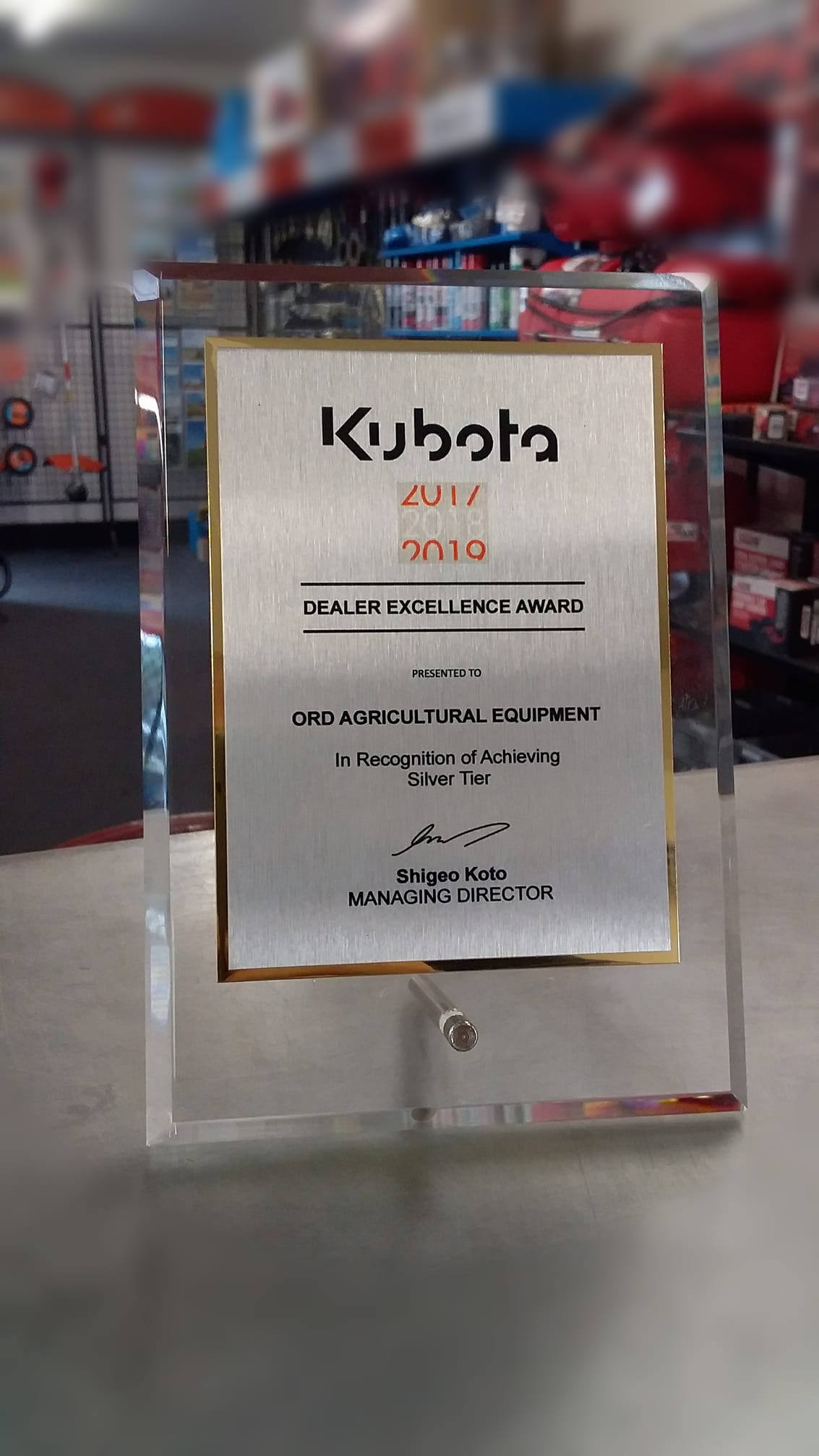 Ord Ag Achieves Silver Tier Dealership Award from Kubota